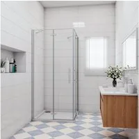 duschspa Eckdusche 185cm ESG Duschkabine Duschabtrennung Falttür Scharniertür, BxT: 90x80 cm, Einscheibensicherheitsglas, Sicherheitsglas, Set, Falttür mit Seitteil, ebenerdiger Einbau möglich