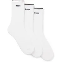 BOSS Socken Rib Stripe (3-Paar) Rippstrick, verstärkte Fersen- und Zehenpartie