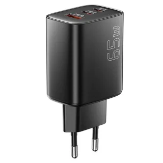 [GaN Tech] ESSAGER RC65WCF 65W 3-Port USB PD Charger USB-A+2USB-C PD3.0 QC4.0 PPS Fast Charging Wall Charger Adapter EU