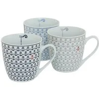BOLTZE GRUPPE GmbH Becher Jumbobecher Ebbe & Flut' Anker blau grau rot & weiß 400 ml 3er Set