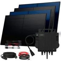 SUNNIVA Balkonkraftwerk 2000W Balkonkraftwerk BIFAZIAL FULLBLACK komplett Steckdose, (GROWATT NEO-800M-X 800 Watt Wechselrichter, Solaranlage Komplettset, 4x 500W N-Type Glas Bifacial Solarmodule, 5m Kabel)