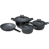 Mulex Topf-Set MALAGA, aus hochwertigem Aluguss, Aluminiumguss (Set, 7-tlg., Kochtopfset inkl. Bratpfanne), hitzebeständige Bakelitgriffe, inkl. Softtouch-Silikon Glasdeckel