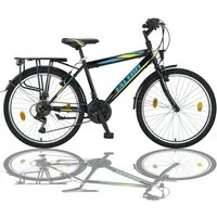Talson Kinderfahrrad 24 Zoll Cityrad, 21 Gang Shimano, Kettenschaltung, mit Beleuchtung nach StVZO und Gepäckträger Schwarz