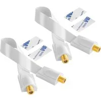 Poppstar SAT Fensterdurchführung (Koax Kabel flach 0,2mm) für Fenster & Türen SAT-Kabel, (28 cm), vergoldete Kontakte, weiß