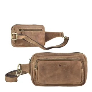 Bauchtasche Herren Damen Smartphone-Fach 19x11cm Leder antikbraun | Greenburry Vintage 1743B-25