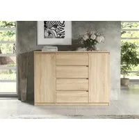 Raumhirsch Furniture Kommode, Sideboard, Kommode für das Schlafzimmer - Wohnzimmer (Maße: 138,5 × 39 × 101,5 cm, 2 Türen, 4 Schubladen, Rollenschienen), viele Farbvarianten - Hochwertig & stabil