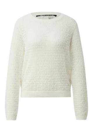 Q/S designed by - Strickpullover mit Rundhalsausschnitt und Lochmuster weiß - Gr. - S