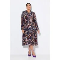Ulla Popken Midikleid Hemdblusen-Midikleid Hemdkragen Langarm Taschen