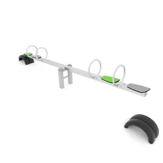 Edelstahl 4-Sitzer Wippe für öffentliche Spielplätze - PRO Wooz - 580x240 cm - Wetterfest & Langlebig - Professionelles Spielplatzgerät Wickey