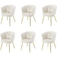 Flieks Polsterstuhl (Set, 6 St), 6er Set Esszimmerstühle mit Kissen Blütenblattstuhl Wohnzimmer Samt