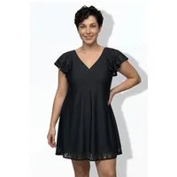 Ulla Popken Badekleid Badekleid Flügelärmel Softschalen Lasercut-Muster