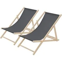 ECD Germany Gartenliege Holz Liegestuhl Beachstuhl klappbarer Strandstuhl Strandliege Liege, 2 St., 2er Set Sonnenliege mit 3-Fach verstellbarer Rückenlehne Relaxliege