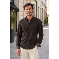 Haupt Langarmhemd Flanell Herrenhemd Regular Fit modern ideal Frühling Braun