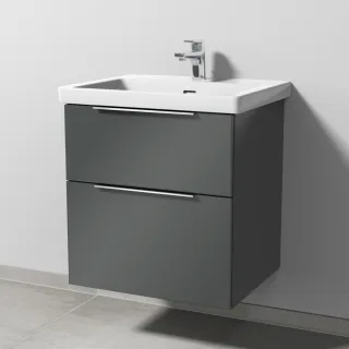 Sanipa 3way Waschtischunterbau zu Villeroy & Boch Subway 3.0 Waschtisch mit 2 Auszügen, Anthrazit-Gl UF84679