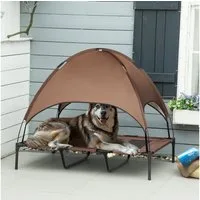 PawHut Tierbett mit Baldachin, Taftstoff für Camping, Netzstoff, für Garten, Balkon, Kaffee