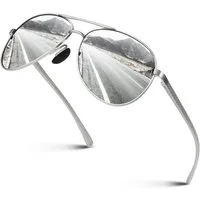 LuxusKollektion Pilotenbrille Sonnenbrille Herren Polarisiert UV400 Metallrahmen CAT3 Silber Silber