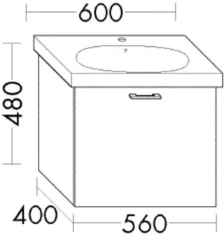 Burgbad Waschtischunterschrank Sys30 PG2 Echo 480x560x400 Basaltgrau Matt, WVZH056F2236 WVZH056F2236