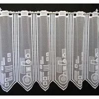 Gardinen Kranzusch Scheibengardine geometrische Muster (1 St), Stangendurchzug, transparent, Stablöcher,transparent,verschiedene Höhen, Breiten