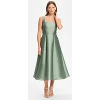 SWING Cocktailkleid - Cocktailkleid mit Karree-Ausschnitt aus Twill Taillierter Schnitt mit ausgestelltem Rockteil