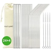 natumo Trinkhalme Edelstahl Strohhalm Set 24 Stück + 4 Bürsten, (26-tlg)