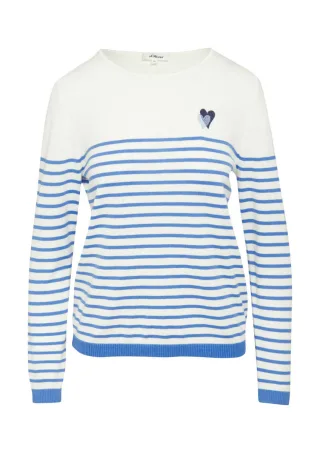 s.Oliver Red Label - Strickpullover mit Stick-Detail blau - Gr. - 46