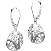 SilberDream Paar Ohrhänger SilberDream weiß Scheibe Ohrringe Silber (Ohrhänger), Damen Ohrhänger Scheibe aus 925 Sterling Silber, Farbe: silber, weiß