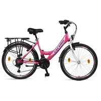Talson Cityrad 26 Zoll Cityrad 064, 21 Gang Shimano, Kettenschaltung, mit Beleuchtung nach StVZO und Gepäckträger Rosa