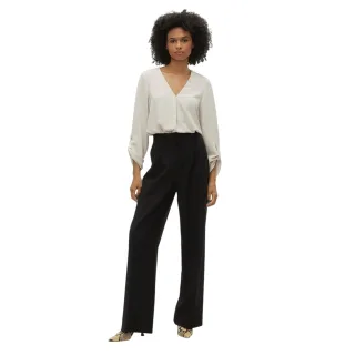 Vero Moda - Bluse für Damen, V-Ausschnitt, Langärmlig (Bimsstein)