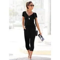 LASCANA 7/8-Overall mit V-Ausschnitt, kurzärmliger Jumpsuit, Basic