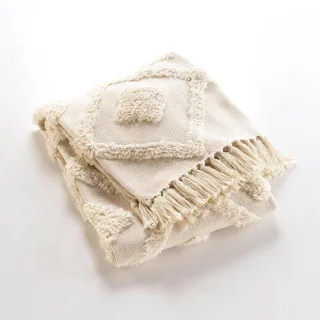Douceur d´intérieur Tagesdecke, Beige, Naturmaterialien, 150x125 cm, Schlaftextilien, Bettwäsche, Tagesdecken