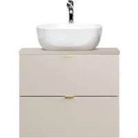 Lomadox Waschtisch DURANGO-56, 60 cm breit, Keramikwaschbecken, kaschmir, 2 Schubladen