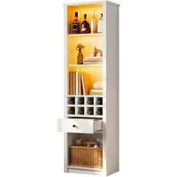 Merax Standvitrine Vitrine mit LED Beleuchtung,Hochschrank mit 12 Staufächern & Schublade (1-St) Weinregal Bücherschrank Ausstellungsregal 55x40x200cm