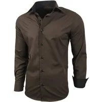 Baxboy Langarmhemd Kentkragen Businesshemd Slim Fit Hemd mit farblich abgesetzten B-444
