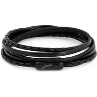 Simaru Lederarmband Made in Germany Leder Armband Herren (Echtes Leder, Handgefertigt, Starker Edelstahl Magnetverschluss, perfektes Schmuck Geschenk), Modell Andes Premium Wickelarmband schwarz und braun