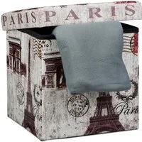 relaxdays Sitzhocker mit Stauraum Trendmotiv, Paris