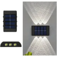 HS.SUPPLY LED Außen-Wandleuchte Solar LED Wandleuchte Außen wasserdicht – Up & Down Licht, IP65, LED fest integriert, warmweiß, kaltweiß, Strahlt Licht nach oben & unten ab