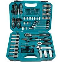 Handwerkzeug-Set E-08458, 87-teilig blau, mit 2 Umschaltknarren, 1/2", 1/4" und 3/8", Koffer