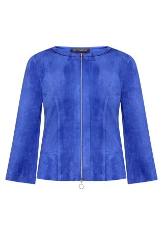 Betty Barclay - Kurzblazer in Veloursleder-Optik blau - Gr. - 40