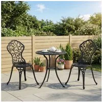 Outsunny Balkonset Bistroset 3-tlg. Gartenset aus Aluminiumguss, (Gartenmöbel, 3-tlg., Balkonmöbel), Bistrotisch mit 2 Stühlen