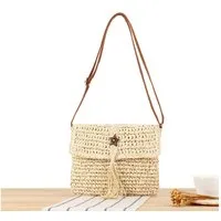 Zaewry Strandtasche Damen Umhängetasche Boho Schultertasche Strohtaschen Clutch, Crossbody Strand Tasch für Strand, Reisen Und Freizeit