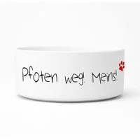 Cadouri Futternapf PFOTEN WEG! MEINS! Design-Hundenapf, Futterschüssel für Hunde, Keramik, lebensmittelechter, schwerer Napf mit Motiv, 1000 ml