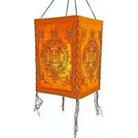 Hathi Lampenschirm Buddha Mandala, orange, LOKTA Papier, Hängelampe Nepal