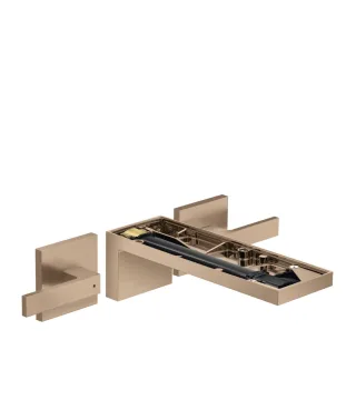 Hansgrohe 3-Loch Waschtischarmatur AxMyEdition F-Set Wandmontage o.Platte, brushed red gold, 4708231 47082310