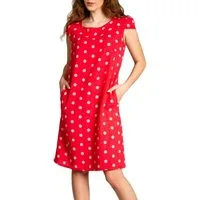 Caspar Sommerkleid SKL024 knielanges Damen Sommer Leinenkleid mit Punkte Print Luftig leicht, figurumspielende Form, mit seitlichem Jersey-Einsatz