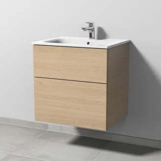 Sanipa 3way Waschtischunterbau zu Geberit Renova Plan Slim Waschtisch mit 2 Auszügen, Eiche-Nordic SM68648