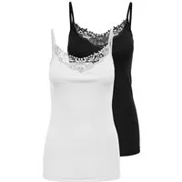 ONLY Spitzentop ONLKIRA – Doppelpack mit Spitzendetail für feminine Looks (2er-Pack) figurbetont, modisch, Jersey, Baumwolle, V-Ausschnitt