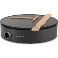 KLAMER Crêpesmaker Große Backfläche mit 33cm Ø, antihaftbeschichtete Platte, inkl. Teigv…, 1500 W, Ø 31 cm, 1500W, schnelle Zubereitung, 6 Temp-Stufen, leicht zu reinigen