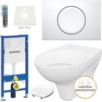 GEBERIT Vorwandelement WC Vorwandelement WC inkl. Toilette Komplettset Delta11 weiß, Spar-Set