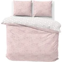 Visaggio Bettwäsche 100% Baumwolle Bettbezug Set in 6 Größen fein gewebt, Renforcé, 3 teilig, modernes Rauten Design in Rosa Weiß