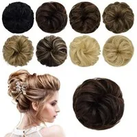 LuxusKollektion Echthaar-Extension Haarteil Messy Bun Scrunchie Echthaar Hochsteckfrisur Dunkelbraun